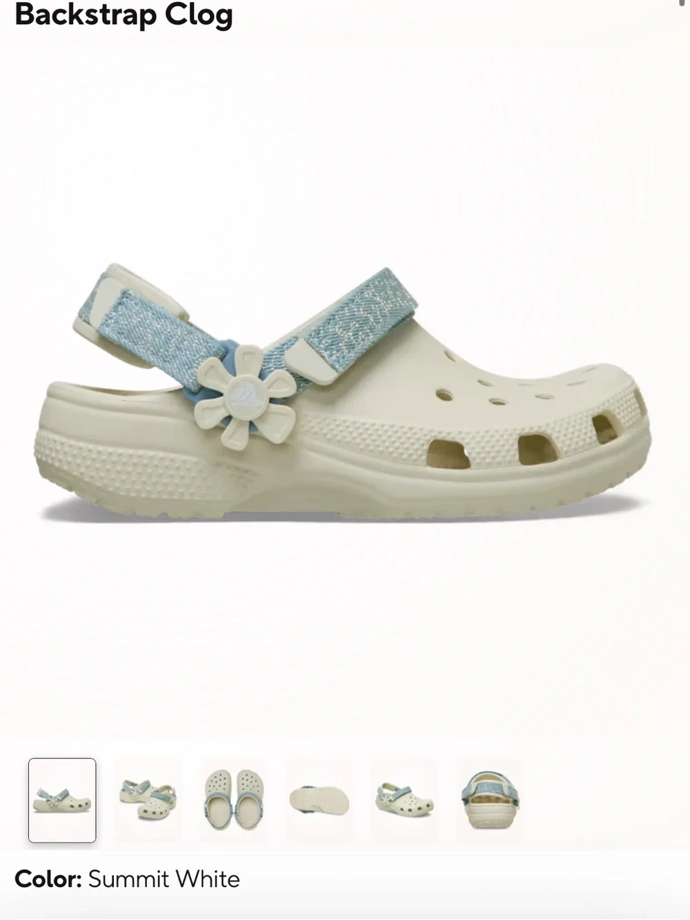 NWT girls white Crocs with denim detail